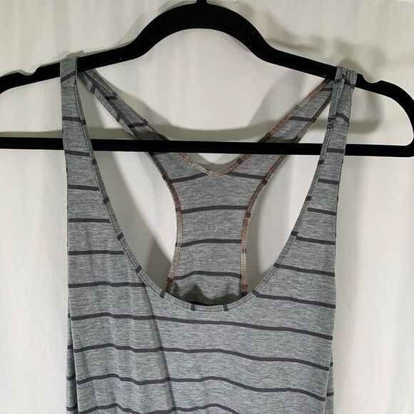 Zella Tank Top Women's Medium Grey Striped Round Neck Pullover Top - Picture 11 of 11